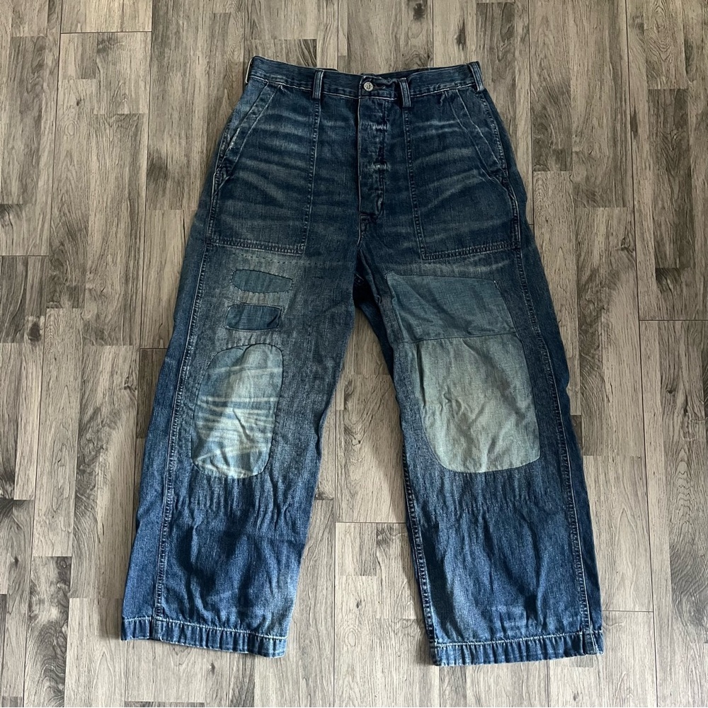 Polo Ralph Lauren 1940 Relaxed Fit Distressed Naval Jean sz 31 Sashiko Denim RRL